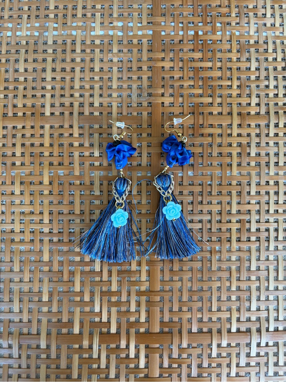 Mexican Catrina Dia de Los Muertos/Day of the Day Earrings - Blue/Gold